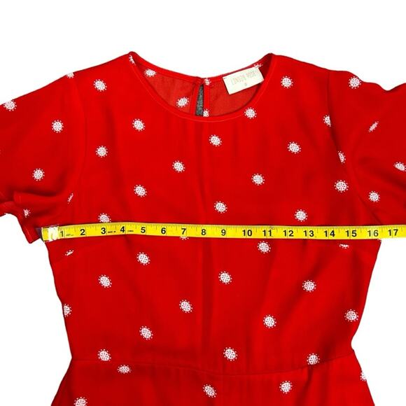 London Rose Romper Womens Size S Red Ruffled Shorts Lined Sweetheart Babydoll - Picture 7 of 8